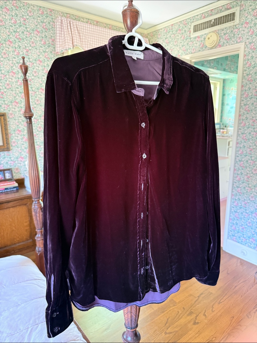 Bella Dahl Velvet Button-Down Shirt - Deep Burgundy